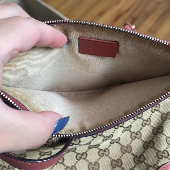 GUCCI Craft Beige/Brown Monogram Brick Red
Leather Large Tote Bag - Picture 3 of 11